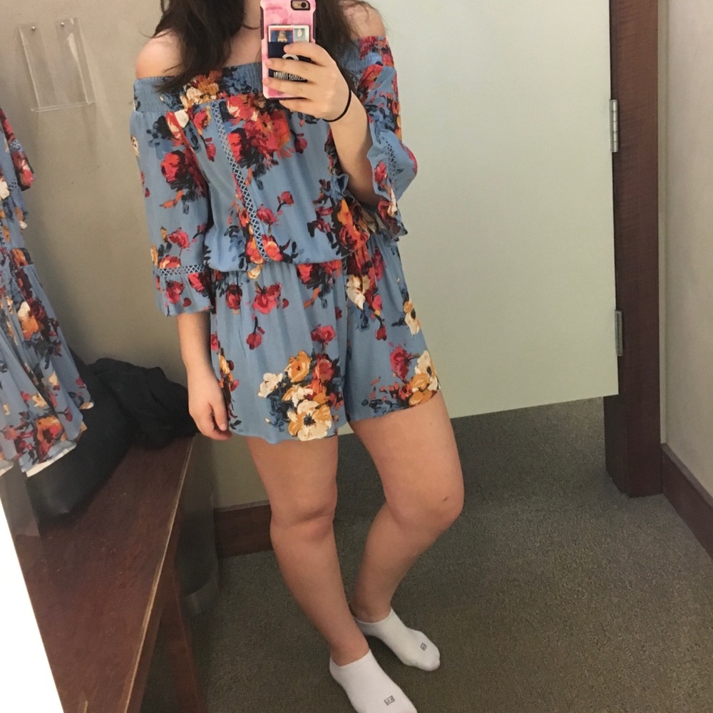 En Créme Off The Shoulder Floral Romper